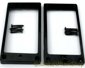 PAIR OF FLAT BASE ELECTRIC GUITAR PICKUP SURROUNDS RINGS BLACK